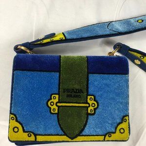 PRADA Velvet Cahier Shoulder Bag Blue